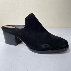 DKNY Black Leather Block Heel Slide Mules Corpcore Minimalist Officecore 7.5
